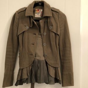 Free People Olive Cotton Blazer